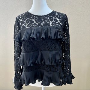 NWT J Crew Petite lace top with pleats